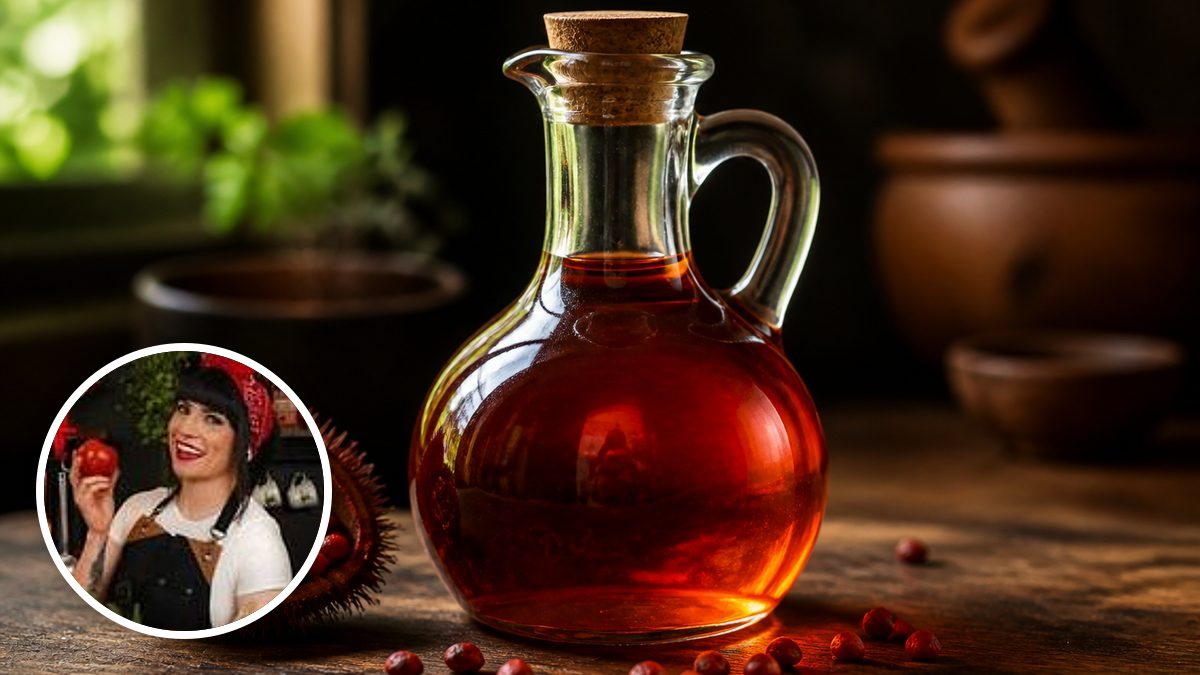 Aceite achiotado de @malejabestial, con su foto de perfil en un montaje de HolyCook