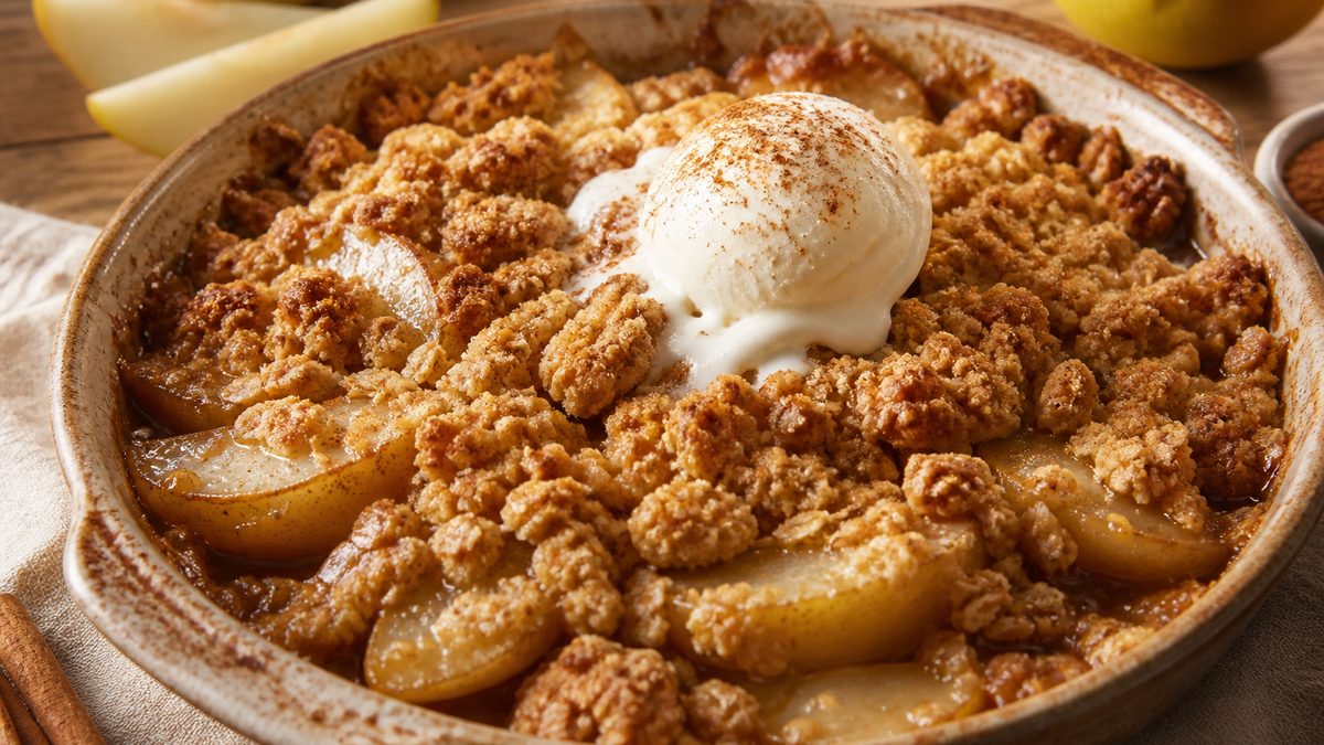 Crumble de pera y canela, receta de hogar&bienestar