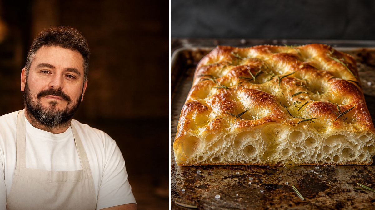 Charlito, chef, y su Focaccia de fermentación lenta en un montaje de HolyCook
