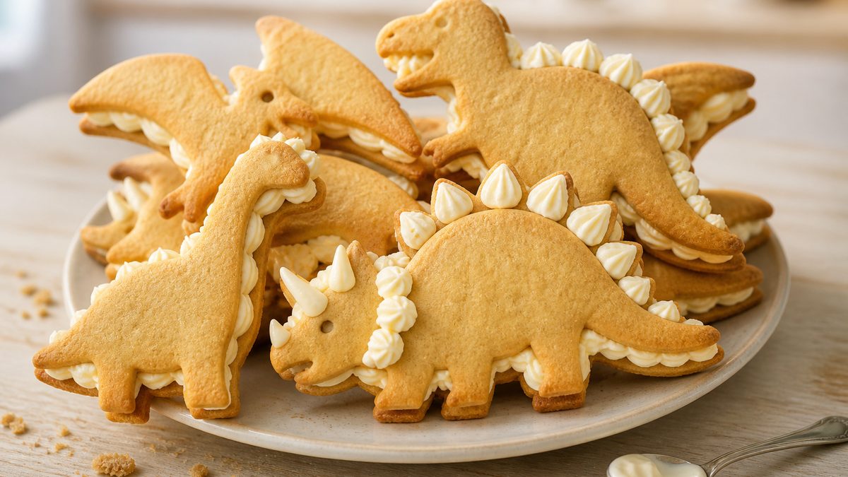 Galletas de dinosaurio con queso mascarpone y queso crema, receta de holycook.es