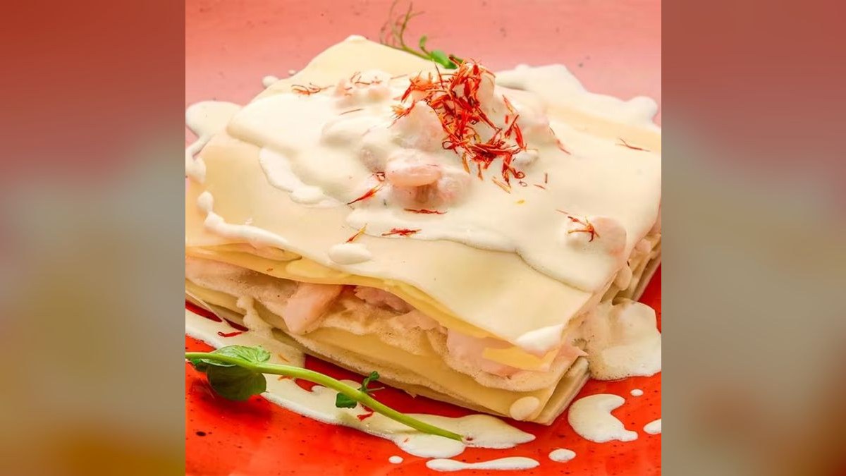 Lasaña fría de gambas y merluza, receta de cocinahola