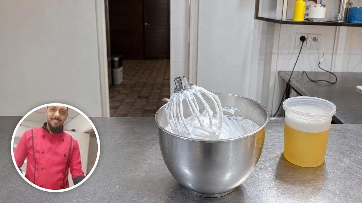 Merengue de agua caliente de Yosue Alejandro, con su foto de perfil en un montaje de HolyCook