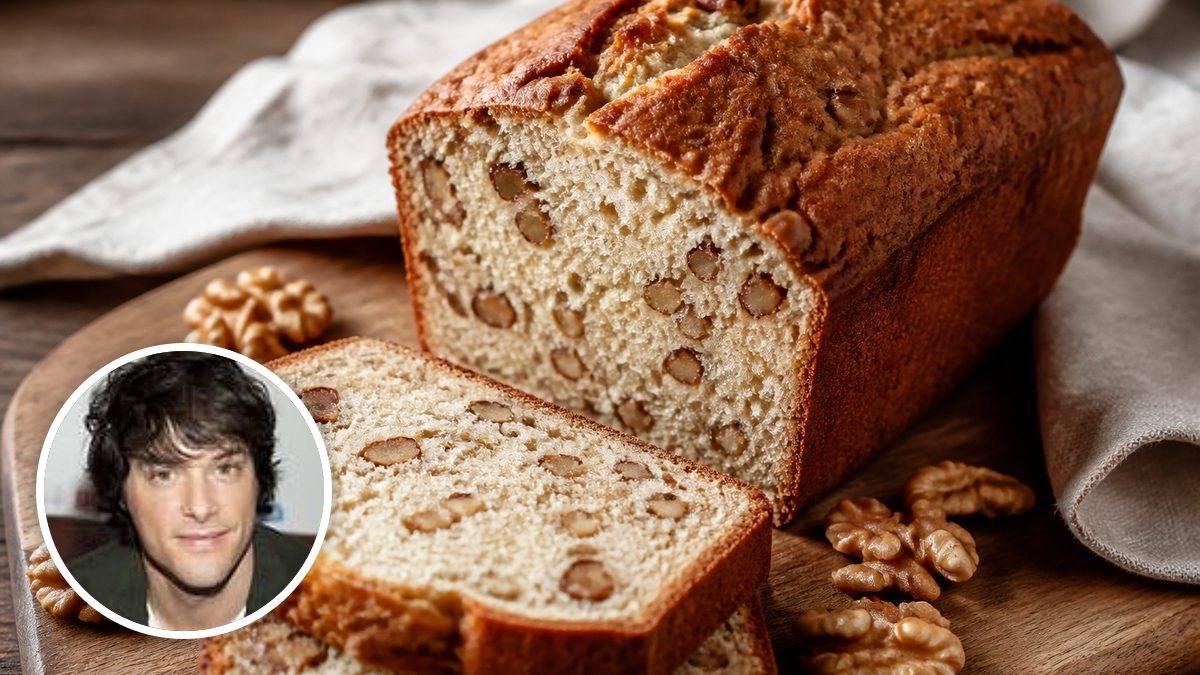 Pan de molde con nueces de Jordi Cruz Mas, con su foto de perfil en un montaje de HolyCook