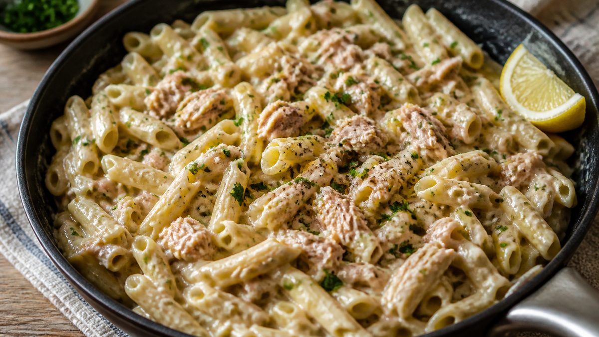 Pasta cremosa con atún, receta de mfitmarino