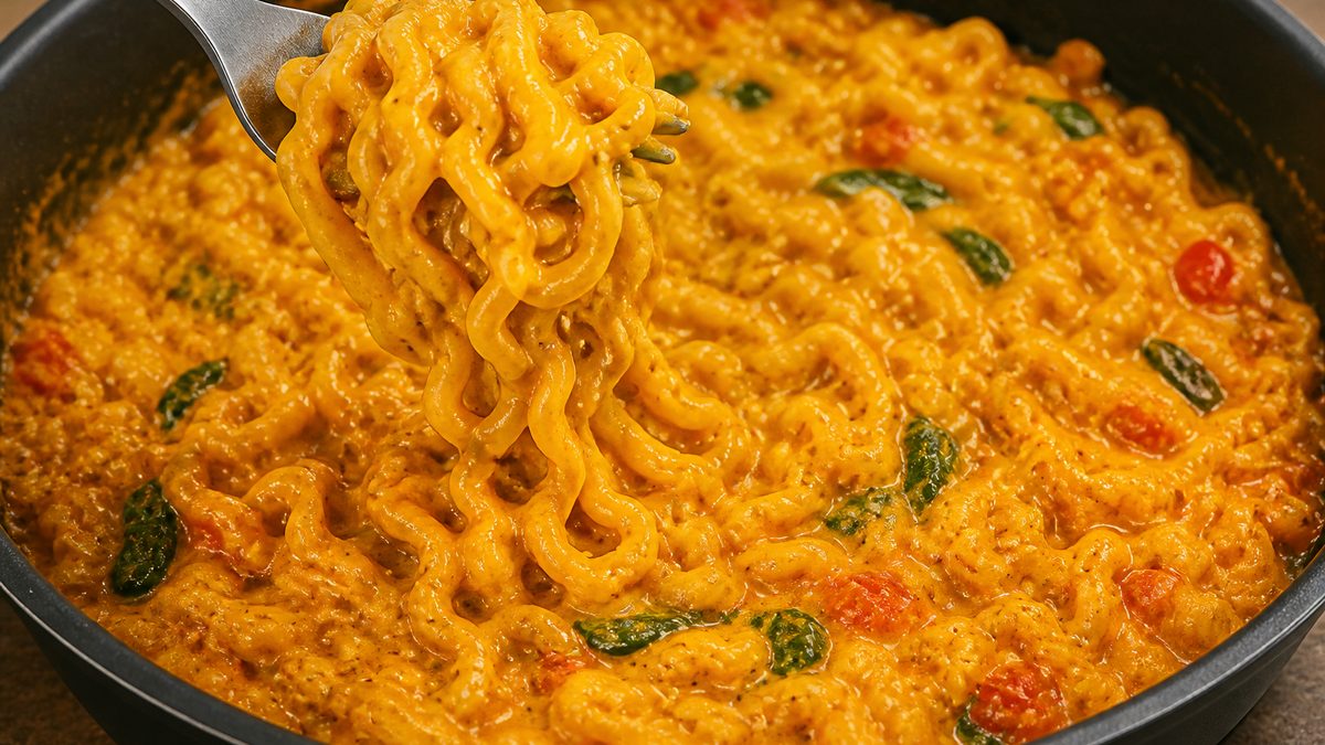 Pasta cremosa en una sartén, receta de lasrecetasdemimadre