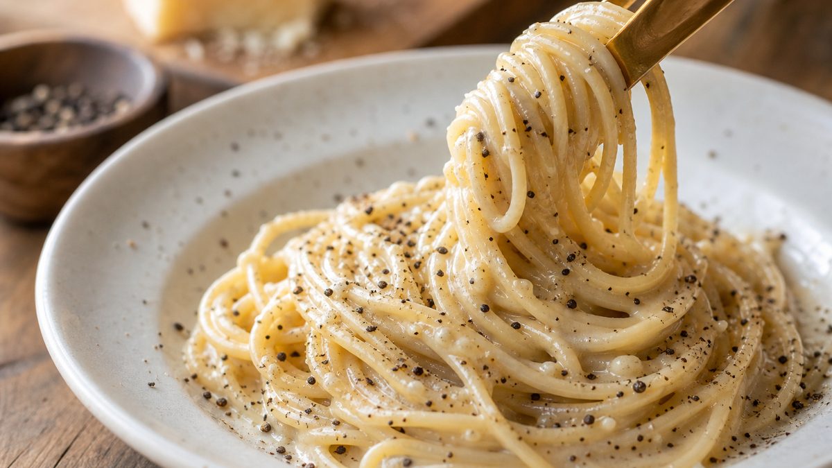 Sebastian Fitarau fija 70 °C para el pecorino en su Cacio e Pepe