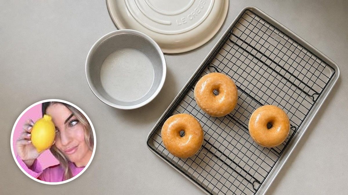 Donuts caseros esponjosos con glaseado de Estefanía de Andrés, con su foto de perfil en un montaje de HolyCook