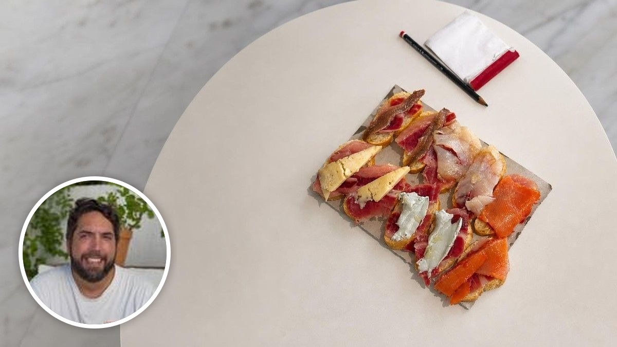 Triana Tapa Plate de Juan Antonio Aguayo, con su foto de perfil en un montaje de HolyCook